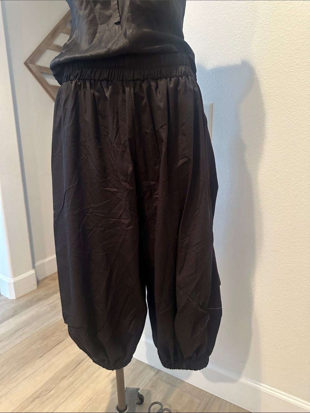 Black Elastic Waist Kids Harem Pants - brand W